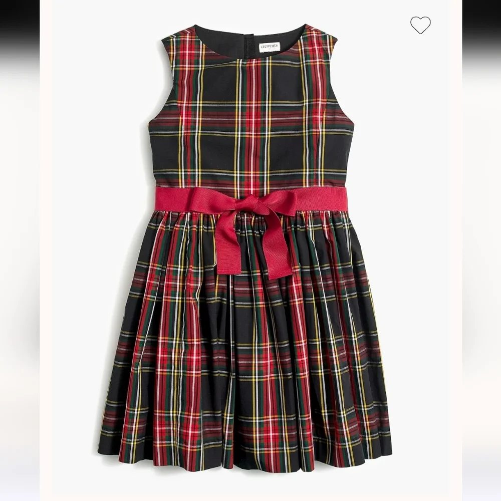 J Crew Crewcuts Black Plaid Dress with Red Accent Belt